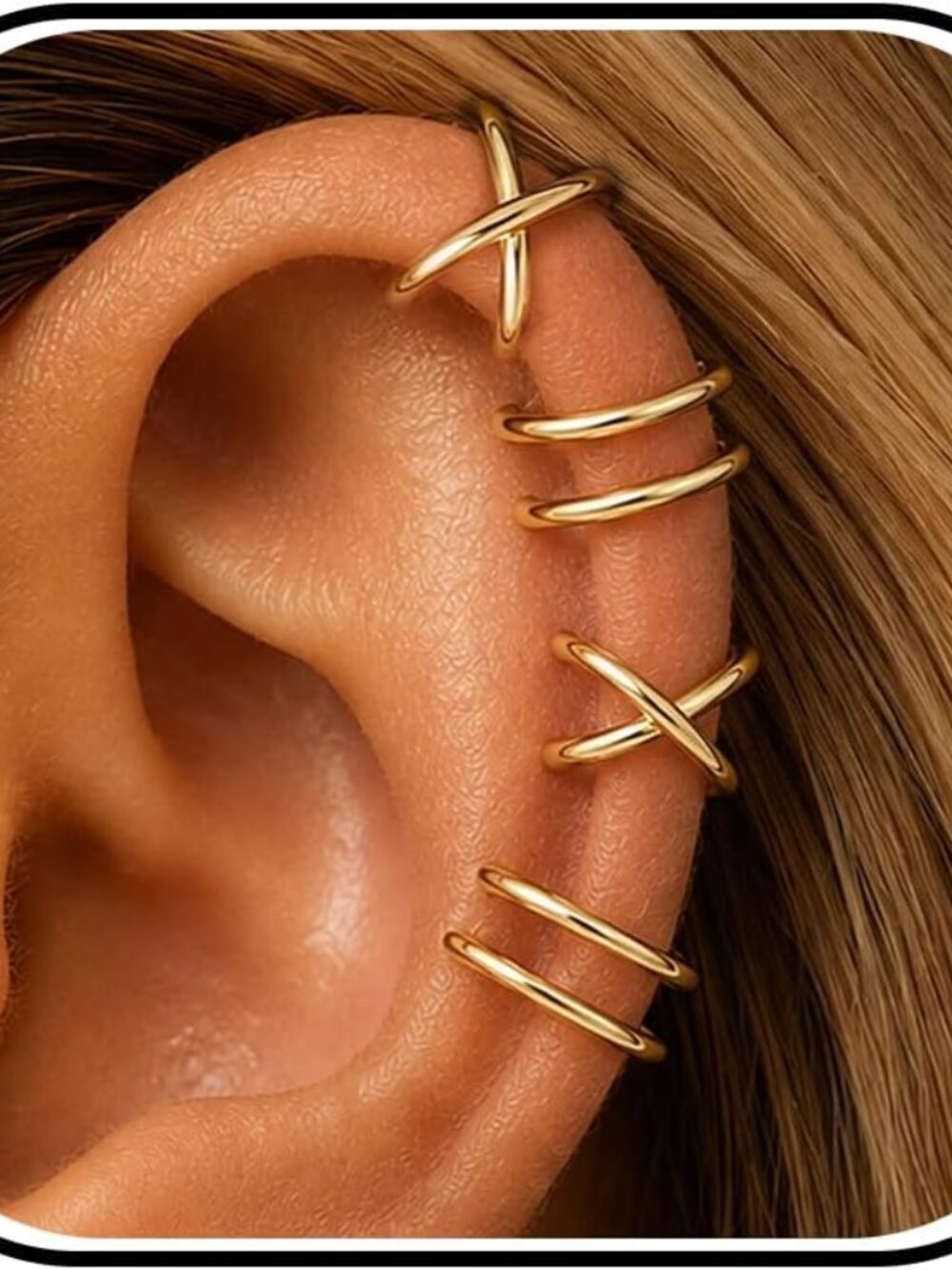 Versatile Non-Pierced Ear Cuffs - 14K Gold Plated Adjustable Earrings for Women